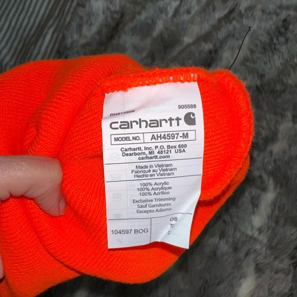 Carhartt Neon Orange Beanie Hat new - Picture 3 of 3